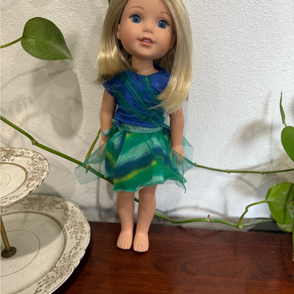 Camilla Wellie Wisher Blue and Green Dress Doll American Girl